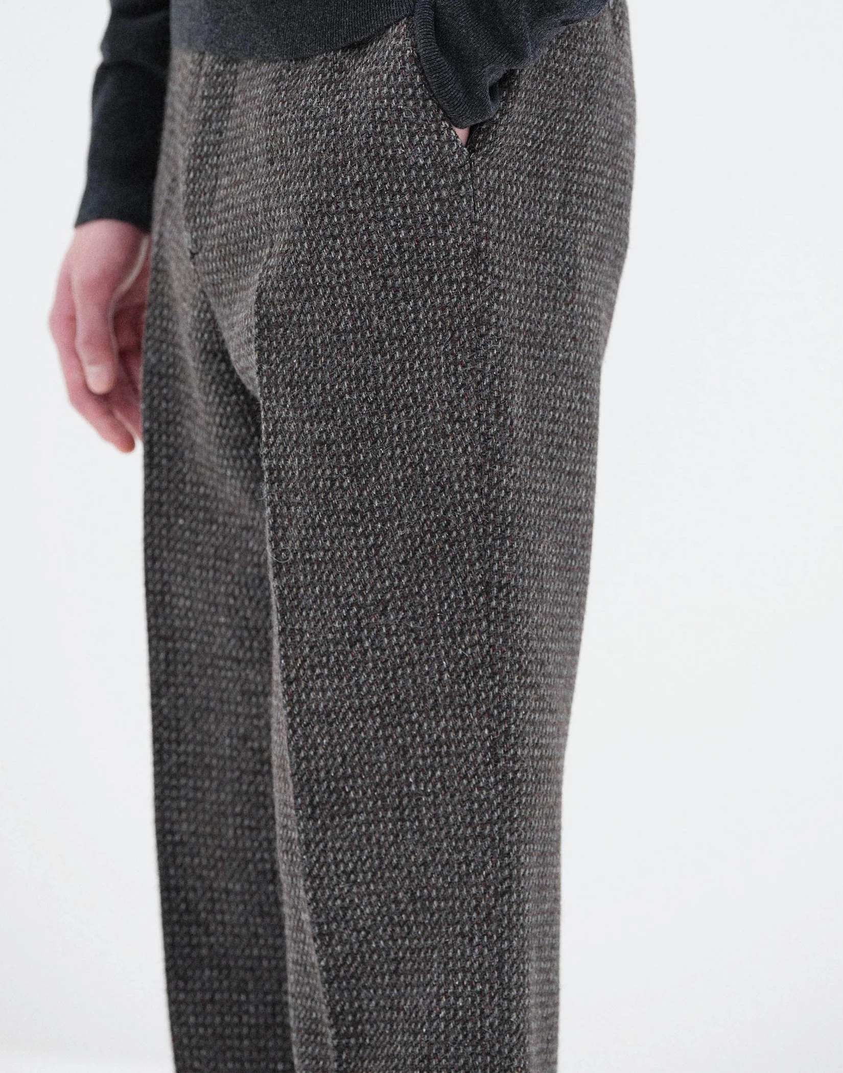 パンツ ALPACA WOOL SILK TWEED SLACKS 25AW Auralee - ALPACA WOOL SILK TWEED SLACKS (GRAY BROWN HAIRLINE